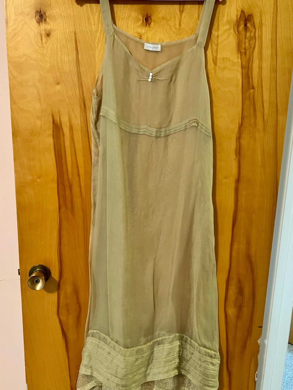 KRISTA LARSON Maxi Slip Dress with Delicate Trim perfect layering piece! OS